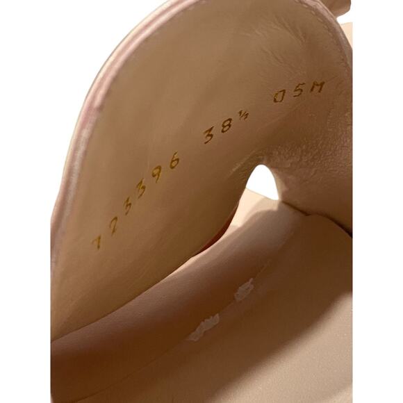 Gucci Blondie Leather Light Pink Sandal 85mm 38.5 Gold Interlocking G - Picture 6 of 8